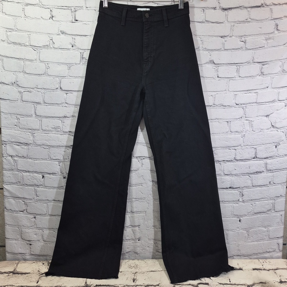 Pistola High Rise Black Jeans Raw Hem Big Flare Legs Womens 26 Waist